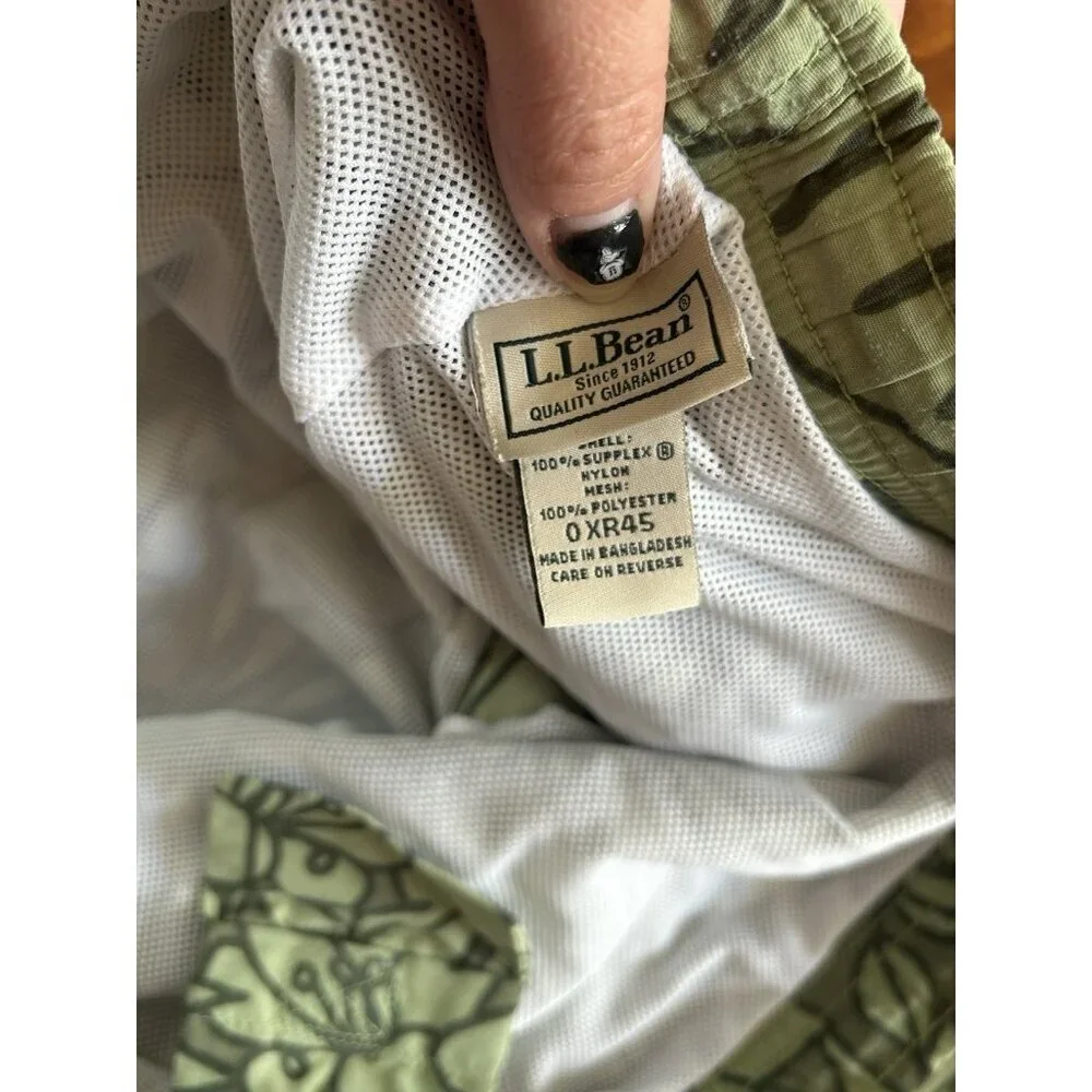 L.L. Bean Men's Nylon Lined Swimming Trunks Shorts Green Adjustable Waist‎ 0X 45